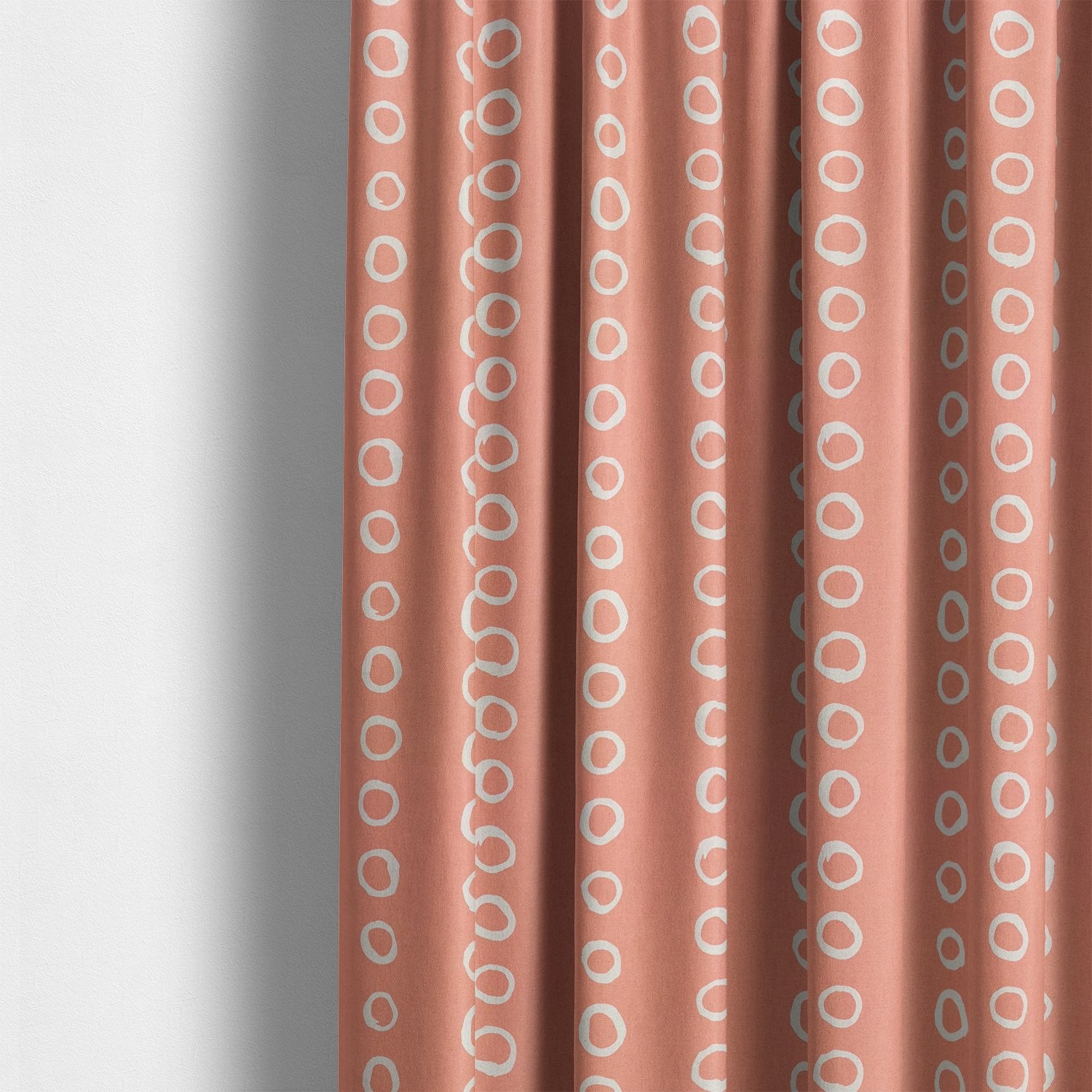 Calaggio Peach Spot Curtain Fabric - Modern Room Decor styled in a warm, contemporary setting.