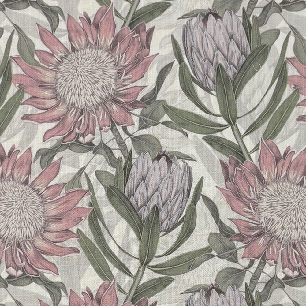 Calstock Ivory floral linen curtain fabric with hand-drawn flower pattern in soft neutral tones on a white background