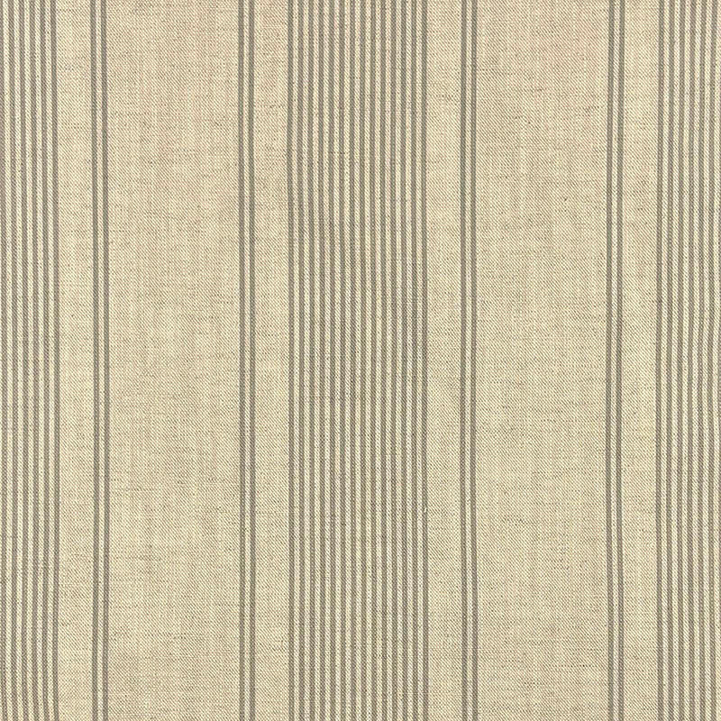 Camellia Stripe Sage linen curtain fabric with fine sage lines and broad natural woven bands