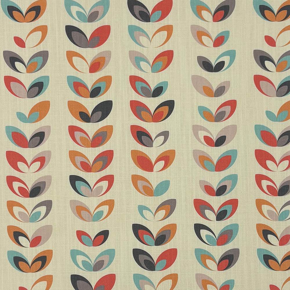 Cavendish Floral Linen Curtain Fabric in Cream – bold modern floral pattern on a neutral linen base