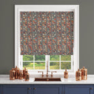 Cavendish Floral Linen Curtain Fabric in Grey – contemporary floral roller blind with multicoloured petal motifs on a mid-grey base