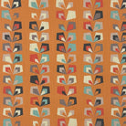 Cavendish Floral Linen Curtain Fabric in Ochre – vibrant retro floral pattern in warm ochre and teal shades