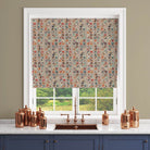 Cavendish Floral Linen Curtain Fabric in Stone – Scandi floral patterned blind in natural tones with geometric petal shapes