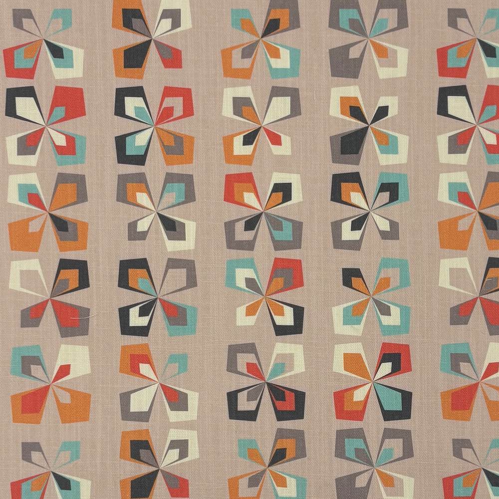 Cavendish Floral Linen Curtain Fabric in Stone – subtle Scandi-inspired floral design on a neutral stone basecloth