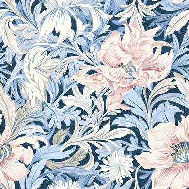 Charlecote Linen Curtain Fabric - Blue/Pink: Soft, luxurious linen in a beautiful blend of blue and pink hues for elegant home decor