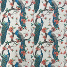 Chinoise Peacock Upholstery Fabric with Intricate Floral Design and Rich Blue and Green Colors