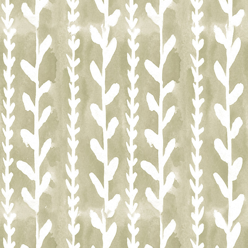 Parchment printed velvet upholstery fabric Cordelia leaf detail