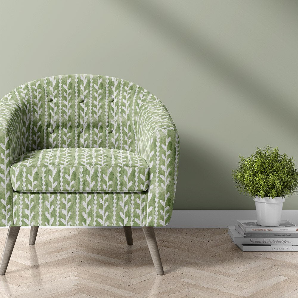 Cordelia pine velvet upholstery fabric botanical leaf chair