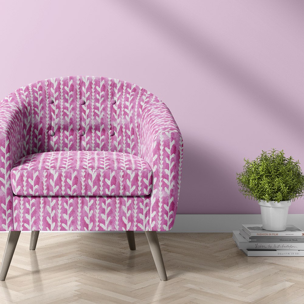 Cordelia pink velvet upholstery fabric leaf design chair