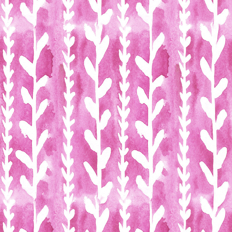 Pink printed velvet upholstery fabric Cordelia leaf pattern detail