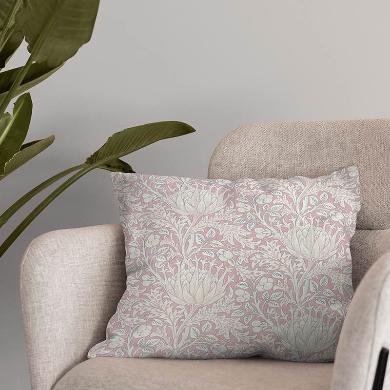 Beautiful Cynara Flower Upholstery Fabric in vibrant colors and intricate design, perfect for adding a touch of elegance to any furniture piece
