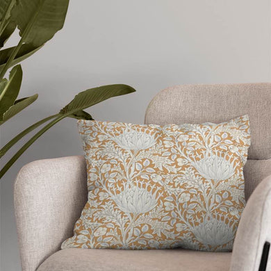 Close-up image of Cynara Flower Upholstery Fabric, featuring a vibrant floral pattern perfect for adding color and elegance to any home decor project