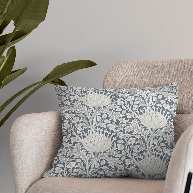 Close-up of beautiful Cynara Flower Upholstery Fabric with intricate floral pattern in soft, vibrant colors, perfect for adding elegance to furniture