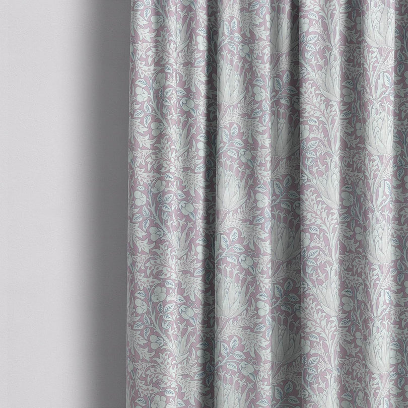 Beautiful Cynara flower fabric with intricate pink and green floral patterns, perfect for adding a touch of elegance to any interior