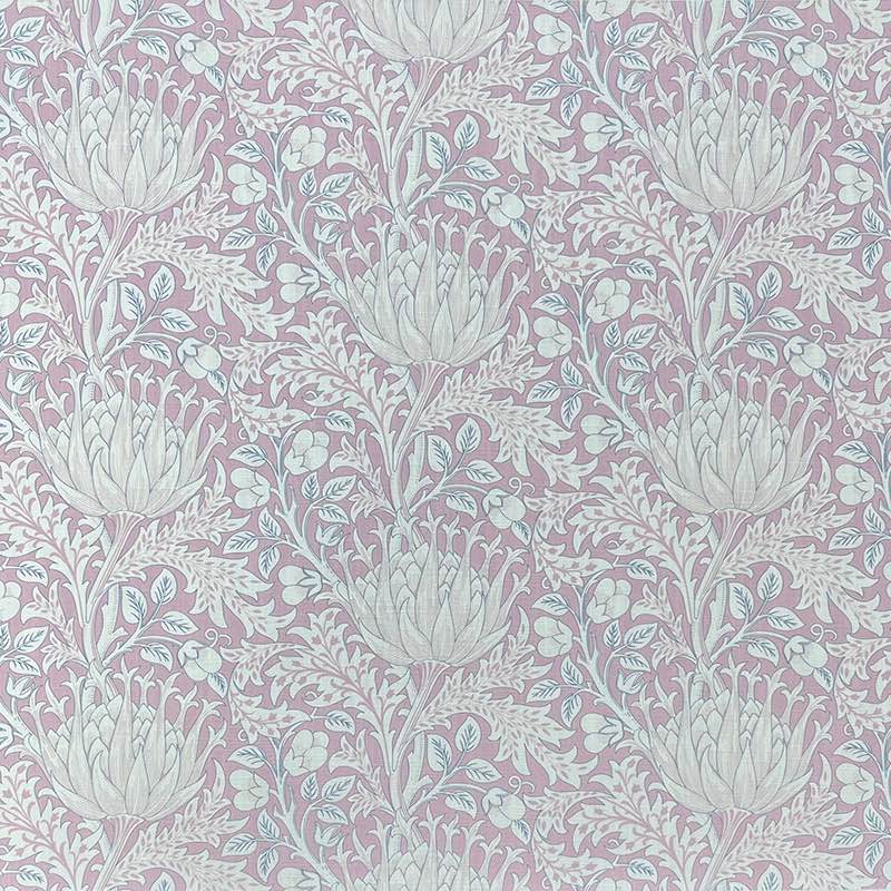 Beautiful Cynara flower fabric showcasing vibrant pink and green floral print on a soft, luxurious textile ideal for crafting and home decor projects