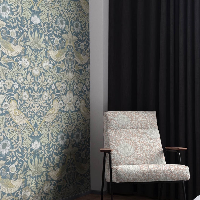 Beautiful Cynara flower upholstery fabric in neutral tones, ideal for elegant home décor and luxurious furniture