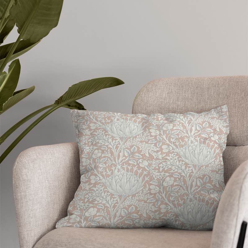 Beautiful Cynara Flower Upholstery Fabric in a soft, luxurious texture and vibrant colors perfect for home decor and furniture upholstery projects