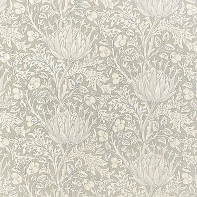Close-up of beautiful Cynara Flower Upholstery Fabric with elegant floral pattern in soft shades of blue and green, perfect for adding a touch of nature to any interior design project
