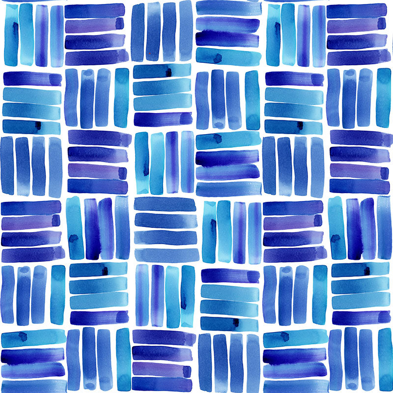 Dash Blue flat washable curtain fabric with small geometric dash pattern on 100% polycotton