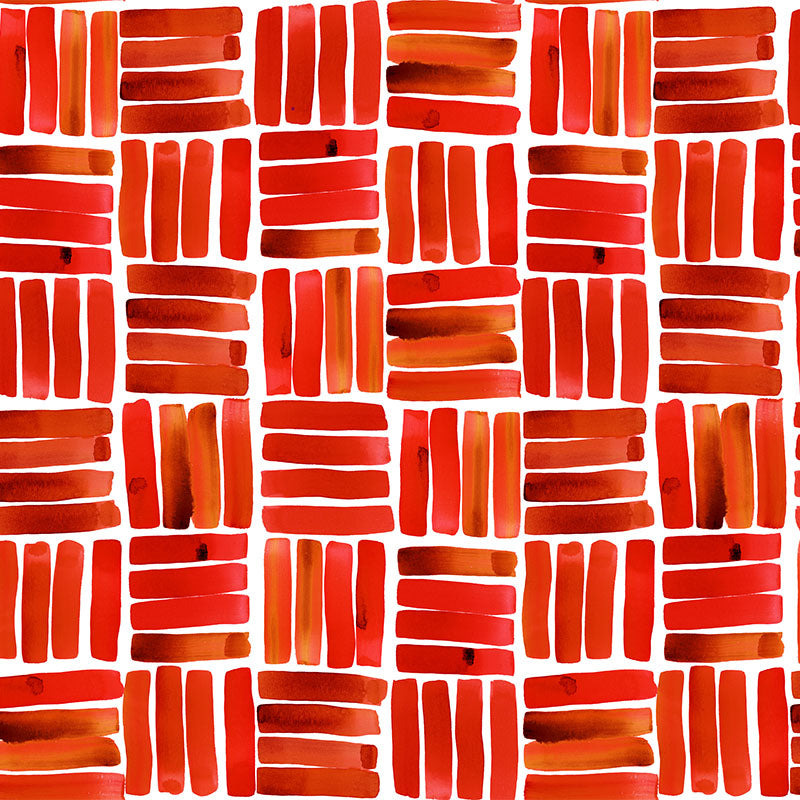 Dash Red flat 100% polycotton curtain fabric with compact red geometric dash design