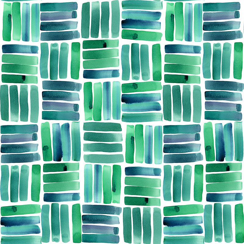 Dash Teal flat washable curtain fabric by the metre with blue green dash pattern