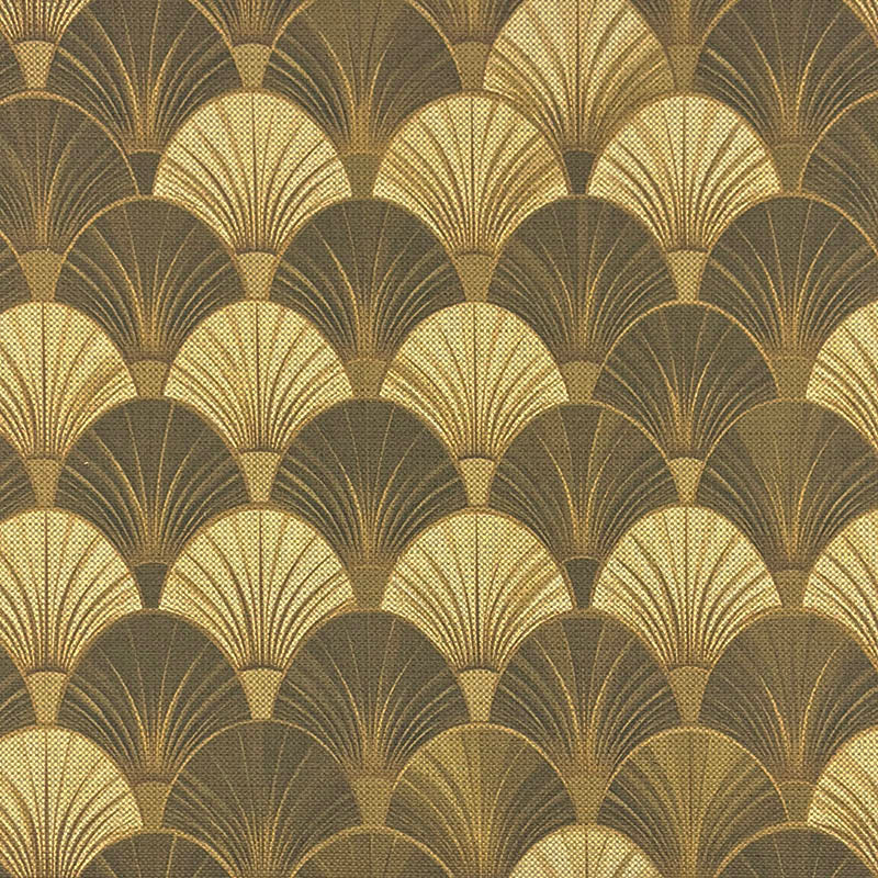 Deco Fan Golden printed upholstery fabric in Art Deco fan pattern