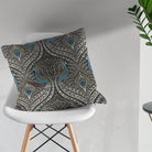 Deco Peacock Cotton Linen Curtain Fabric Per Metre - Ebony