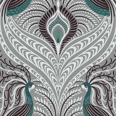 Deco Peacock Linen Curtain Fabric in Grey adds elegance to any room