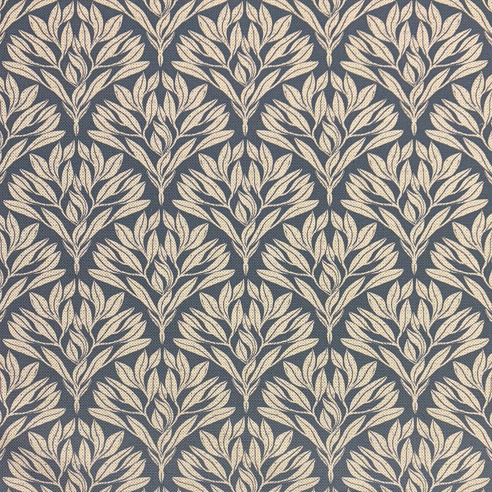Driftwood Leaf Navy Upholstery Fabric – Rich blue leaf fabric for upholstery.