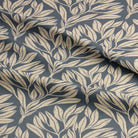 Draped Driftwood Leaf Navy fabric, emphasizing its elegant woven design.
