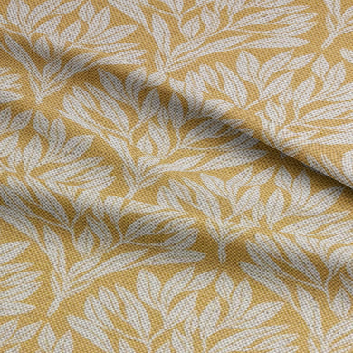 Soft folds of Driftwood Leaf Ochre fabric, showcasing its durable texture.