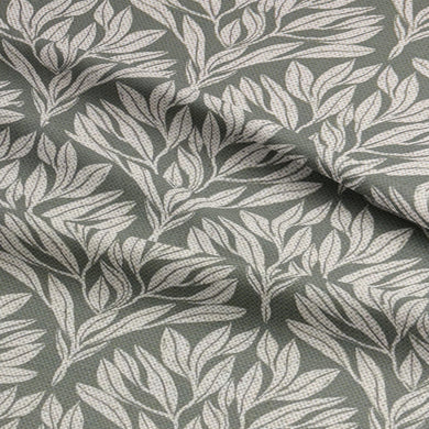 Ruffled Driftwood Leaf Sage fabric, displaying its organic woven finish.