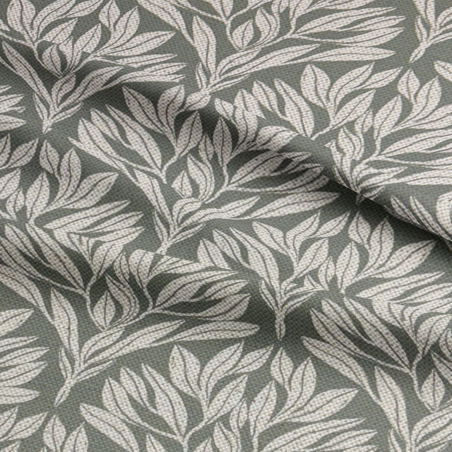 Ruffled Driftwood Leaf Sage fabric, displaying its organic woven finish.