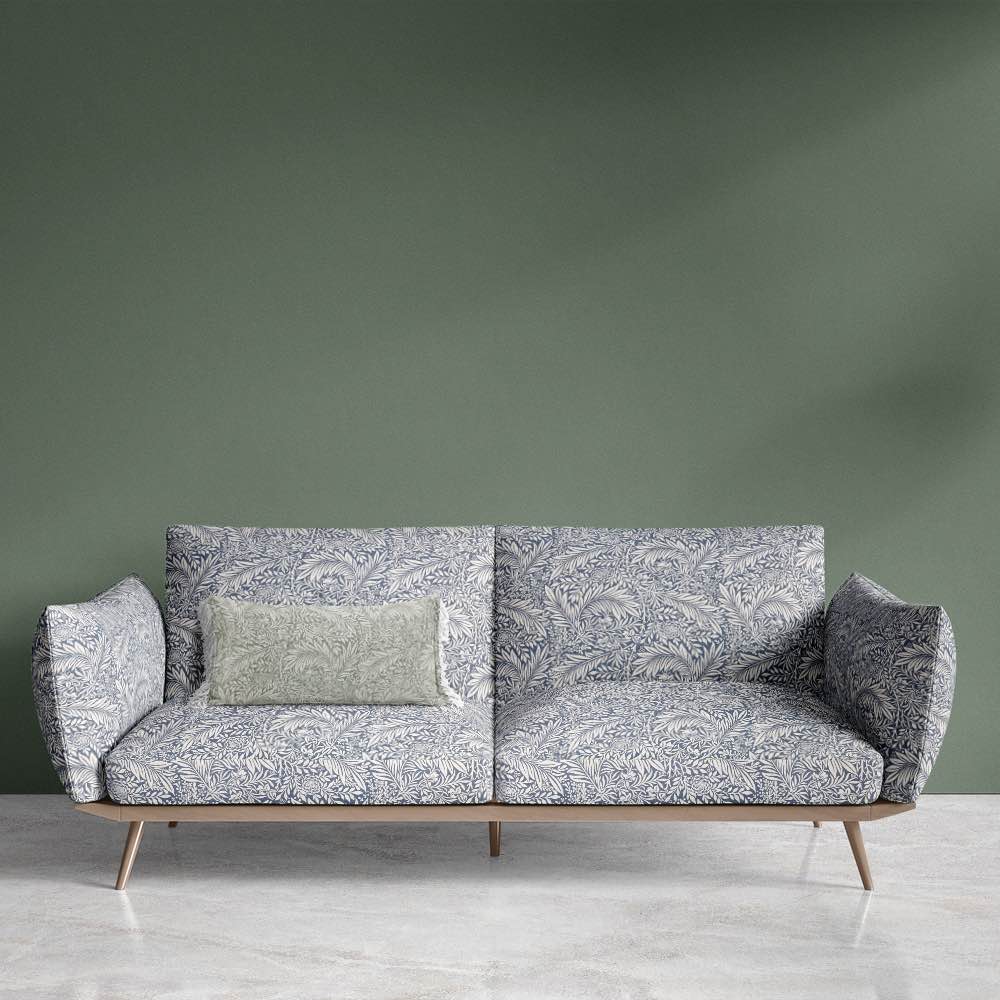 Duston Upholstery Fabric with a modern herringbone pattern in cool navy blue