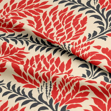 Close-up of Eastbury Linen Curtain Fabric in Red, showcasing the texture and quality