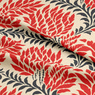 Close-up of Eastbury Linen Curtain Fabric in Red, showcasing the texture and quality