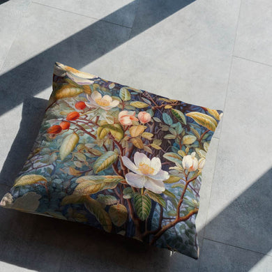 Enchanted Forest Blue - Floral Forest Cushion Fabric For Sale