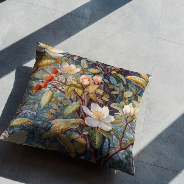 Enchanted Forest Blue - Floral Forest Cushion Fabric For Sale