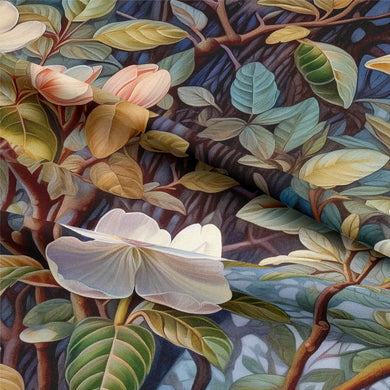 Enchanted Forest Blue - Floral Forest Curtain Fabric For Sale