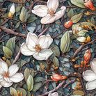 Enchanted Forest Linen Curtain Fabric - Ice in a beautiful icy blue color with delicate forest motif