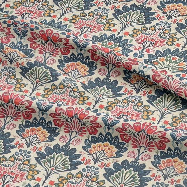 Esha Multi - Indian Block Print Floral Fabric For Sale