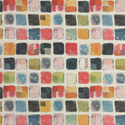 Close-up of Feltham multi cotton fabric with vibrant geometric blocks.