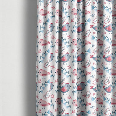 Beautifully textured Folk Chick Cotton Curtain Fabric in a delicate Pink hue