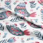 Country-style Grey Curtain Fabric with Folk Chicken Pattern