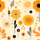 Folk Daisy Cotton Curtain Fabric in Mustard Yellow for Home Decor