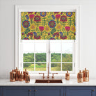 Folk Flowers Cotton Curtain Fabric - Ochre draping elegantly, adding a touch of vintage charm to your space