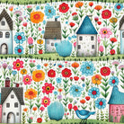 Folk House Cotton Curtain Fabric - White for a bright, airy look in your home