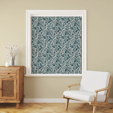 Deep Teal Fouet Linen Curtain Fabric, perfect for adding a touch of sophistication to any room