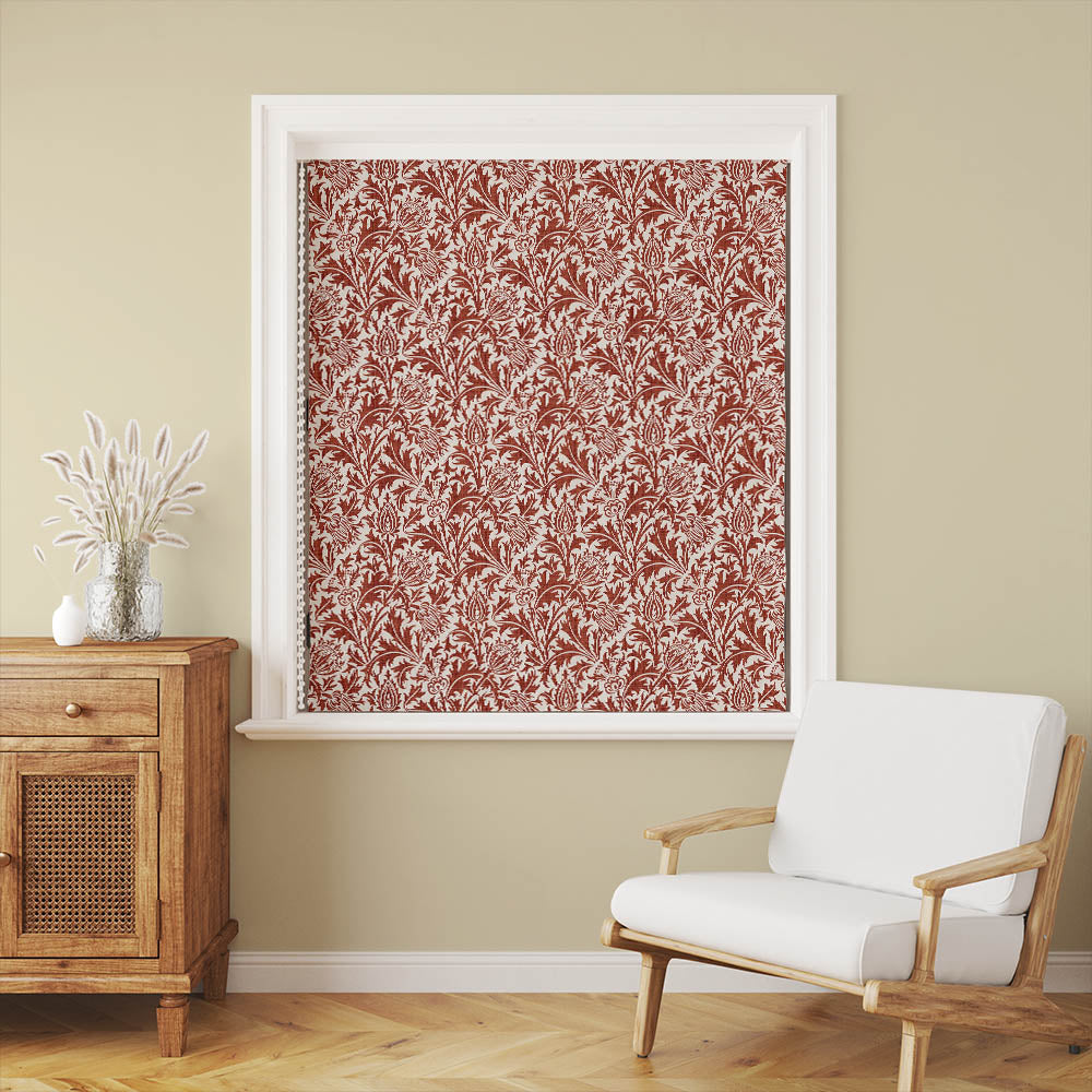 Textured linen curtain fabric in stunning Oxblood Red shade