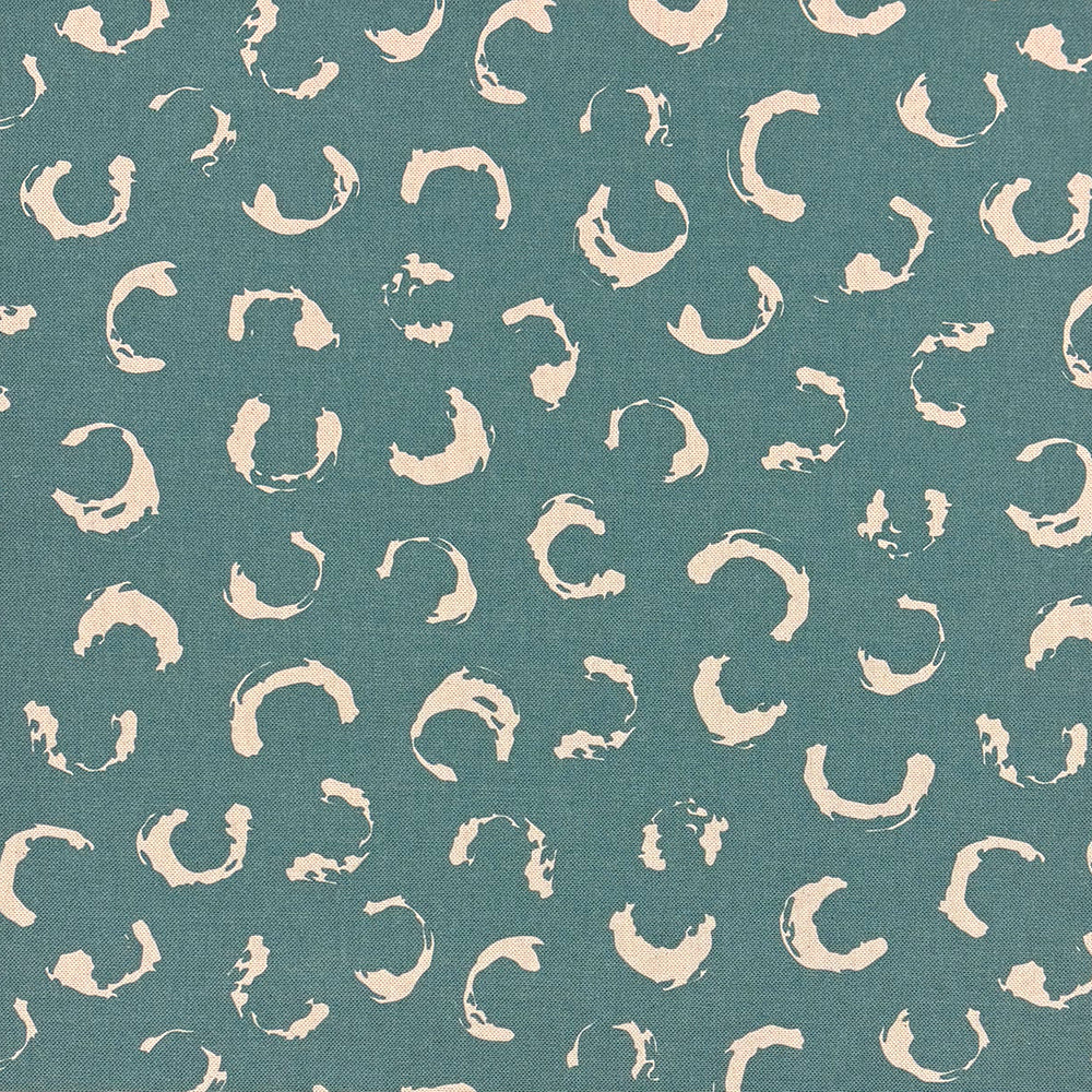 Teal Garga curtain fabric with a bold, painterly abstract pattern, perfect for stylish interiors.